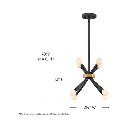 Axton Semi Flush Convertible Pendant Light - line drawing.