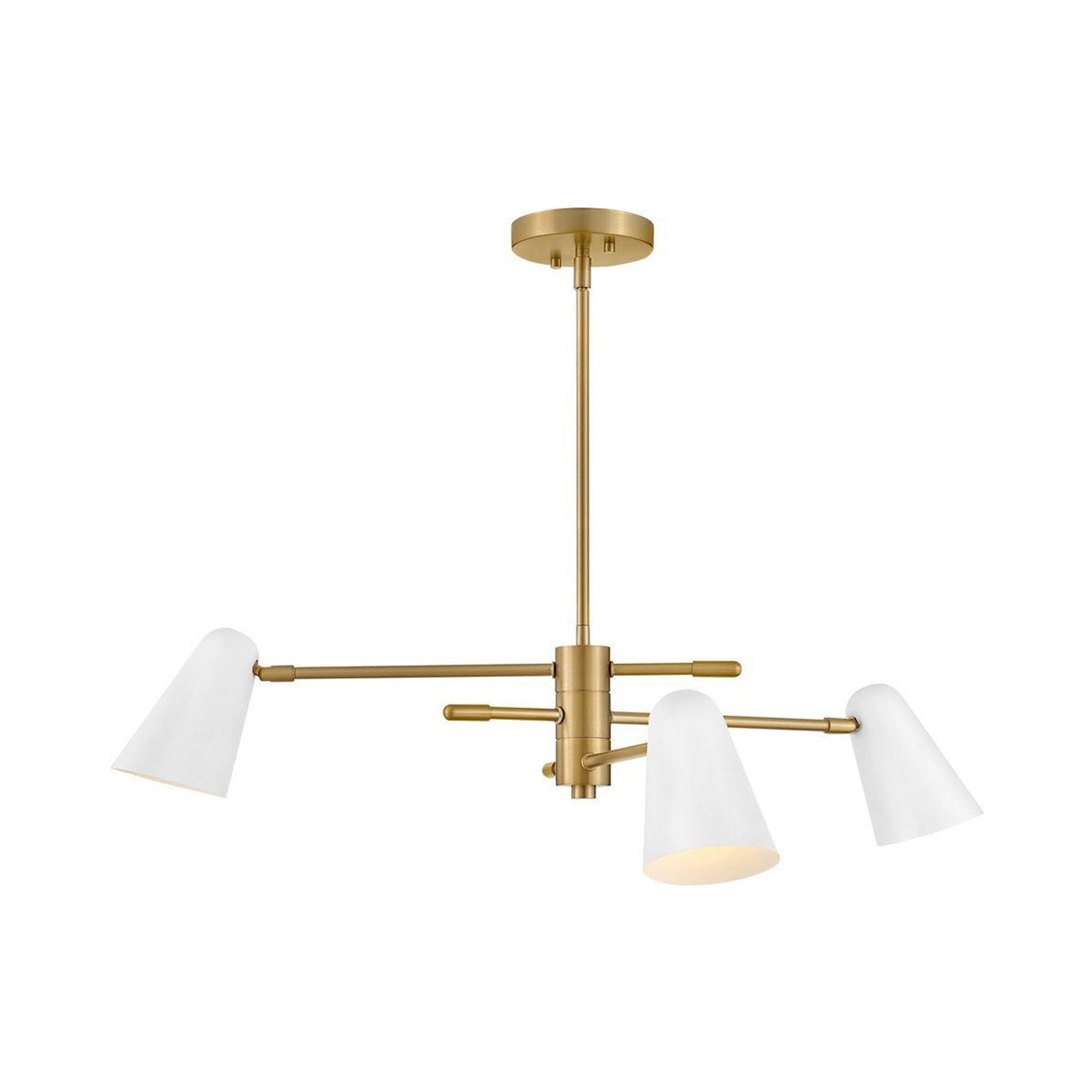 Birdie Chandelier in Lacquered Brass/Matte White.