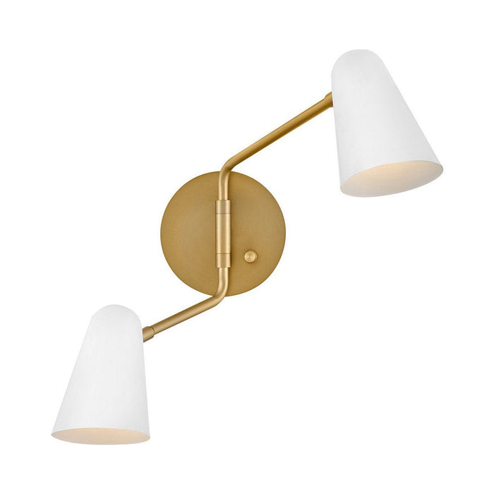 Birdie Wall Light in Lacquered Brass/Matte White.