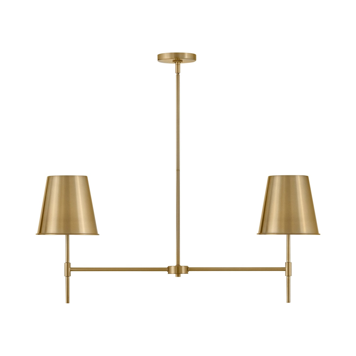 Blake Linear Chandelier in Lacquered Brass.
