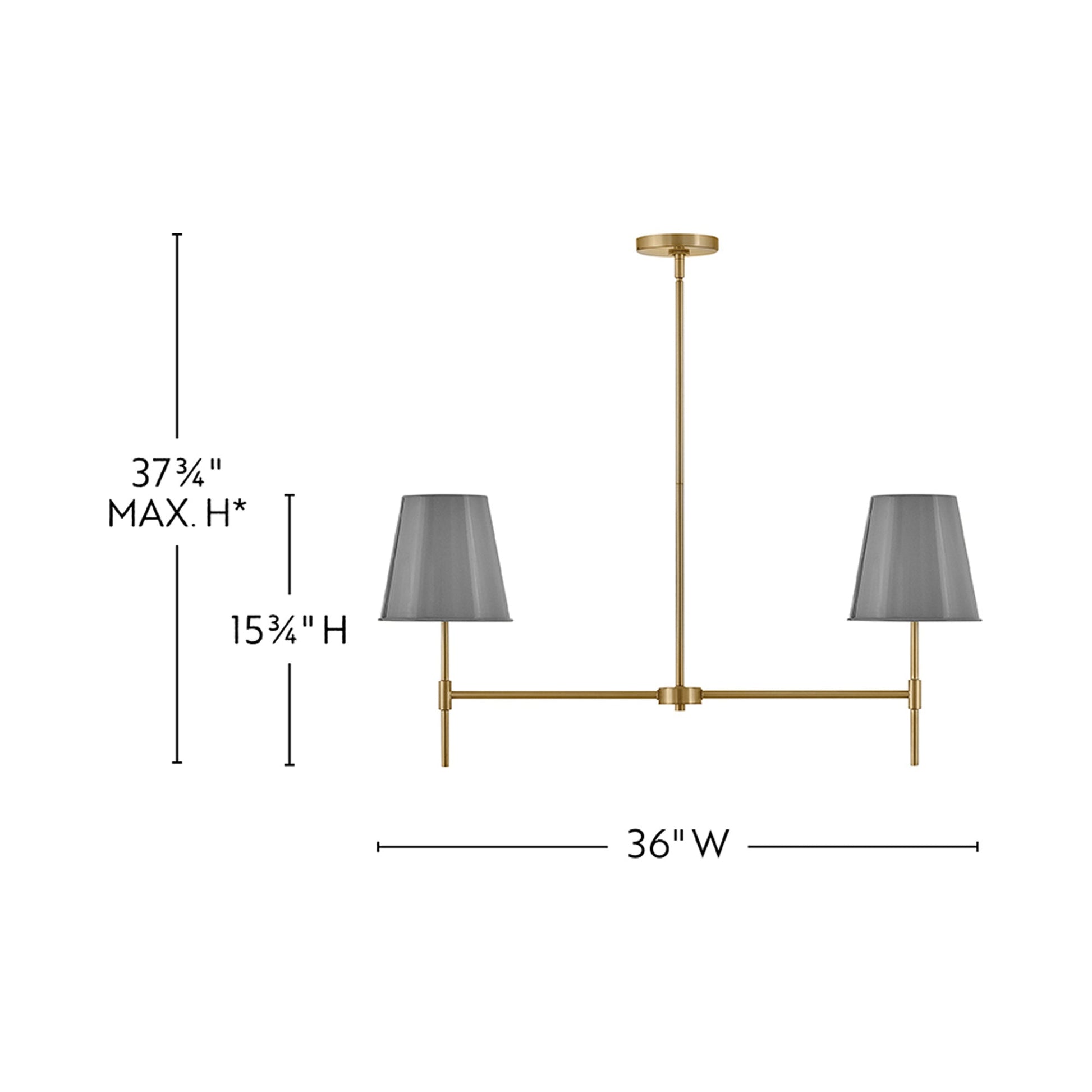 Blake Linear Chandelier - line drawing.