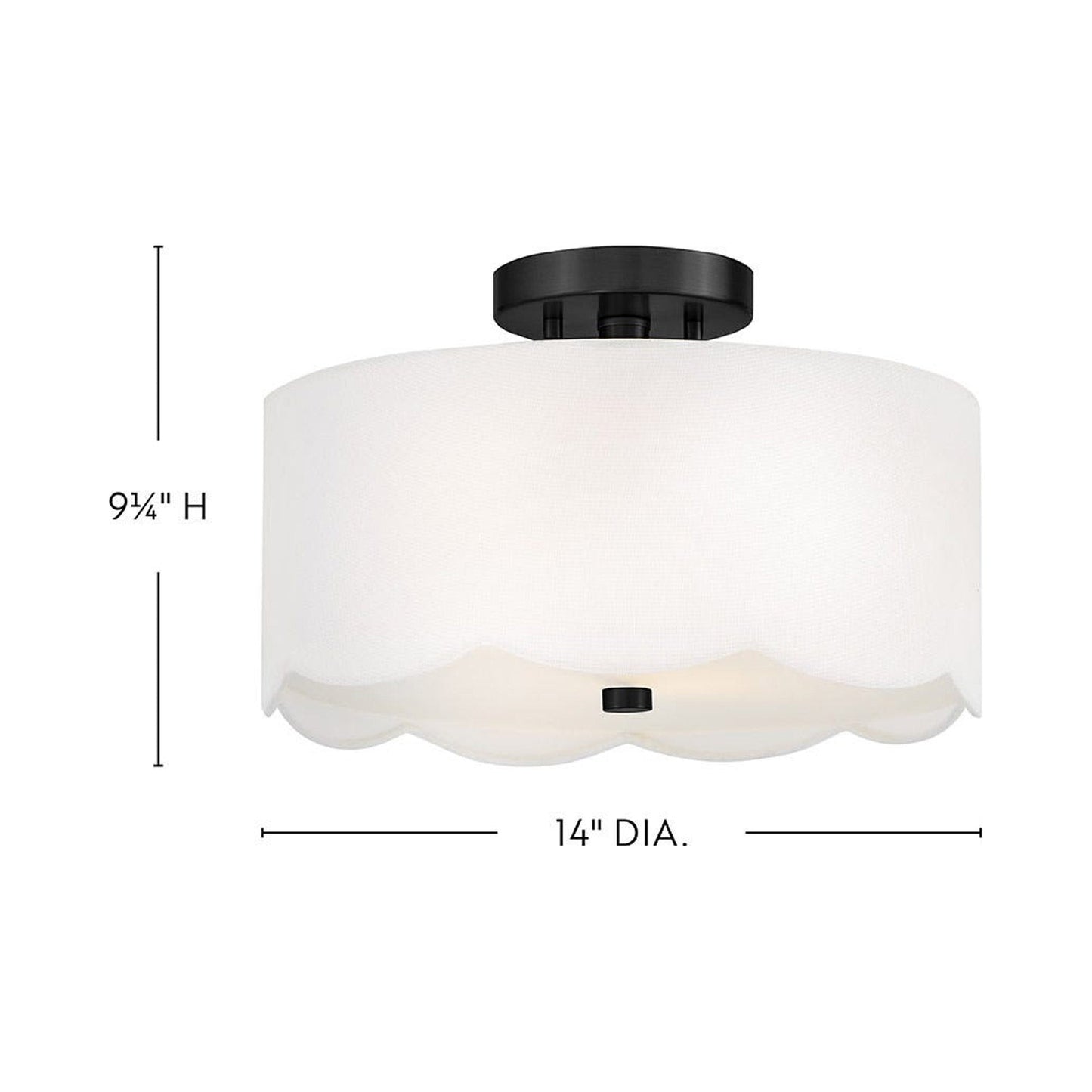 Bliss Semi Flush Mount Ceiling Light - line drawing.