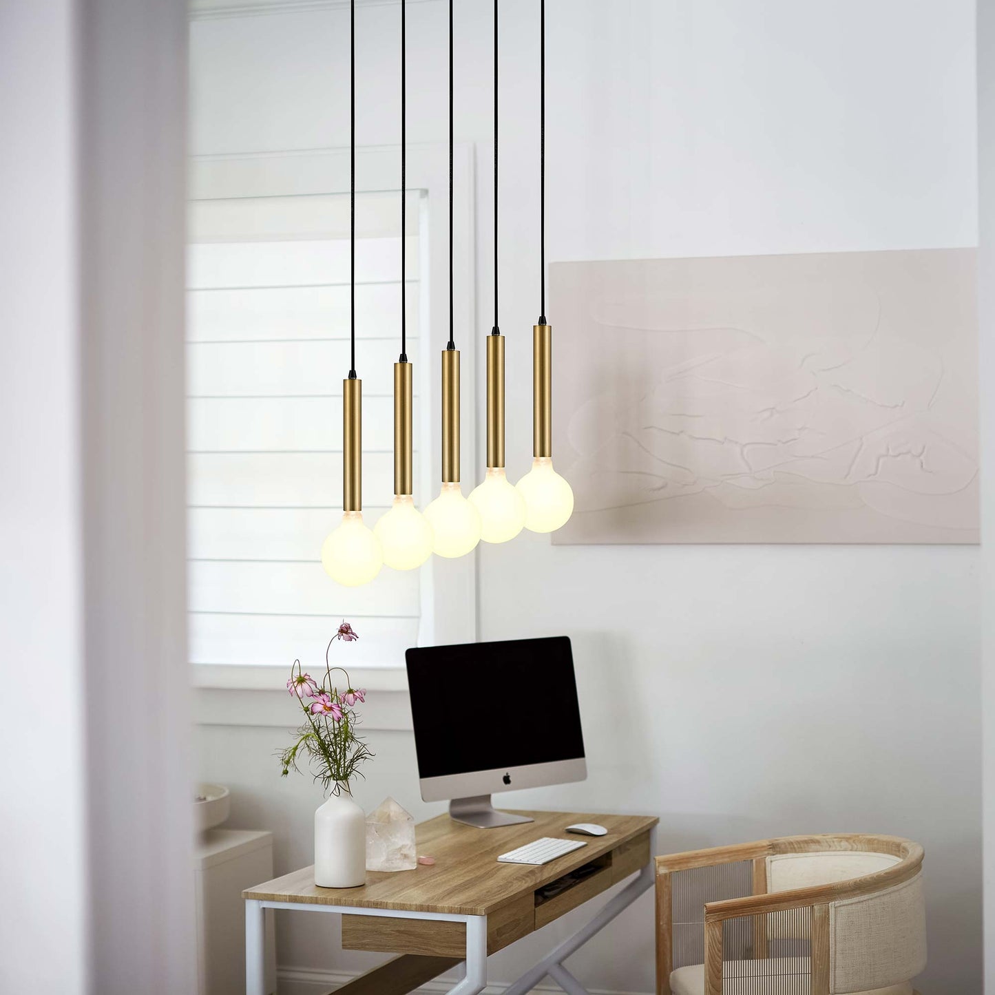 Bobbie Linear Pendant Light in office.