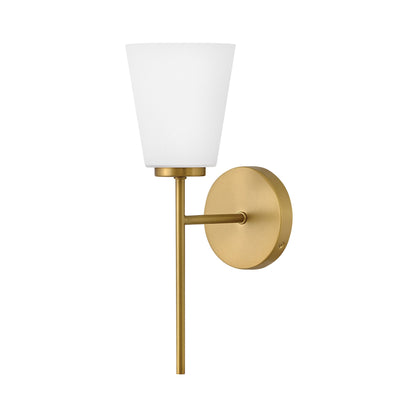 Bri Bath Wall Light in Lacquered Brass.