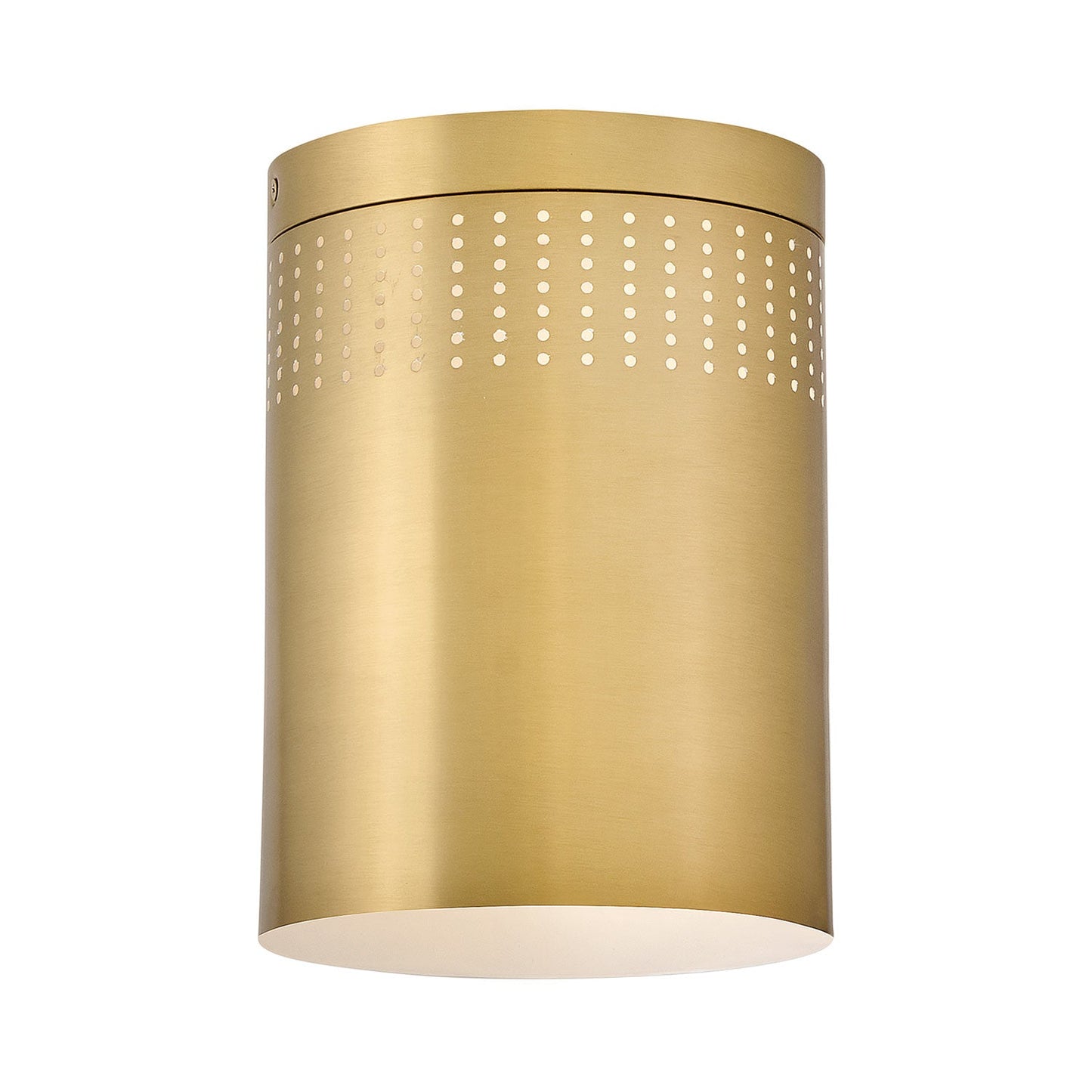 Casey Flush Mount Ceiling Light in Lacquered Brass.
