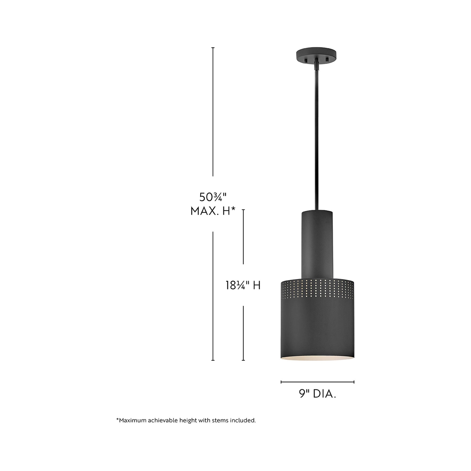 Casey Pendant Light - line drawing.