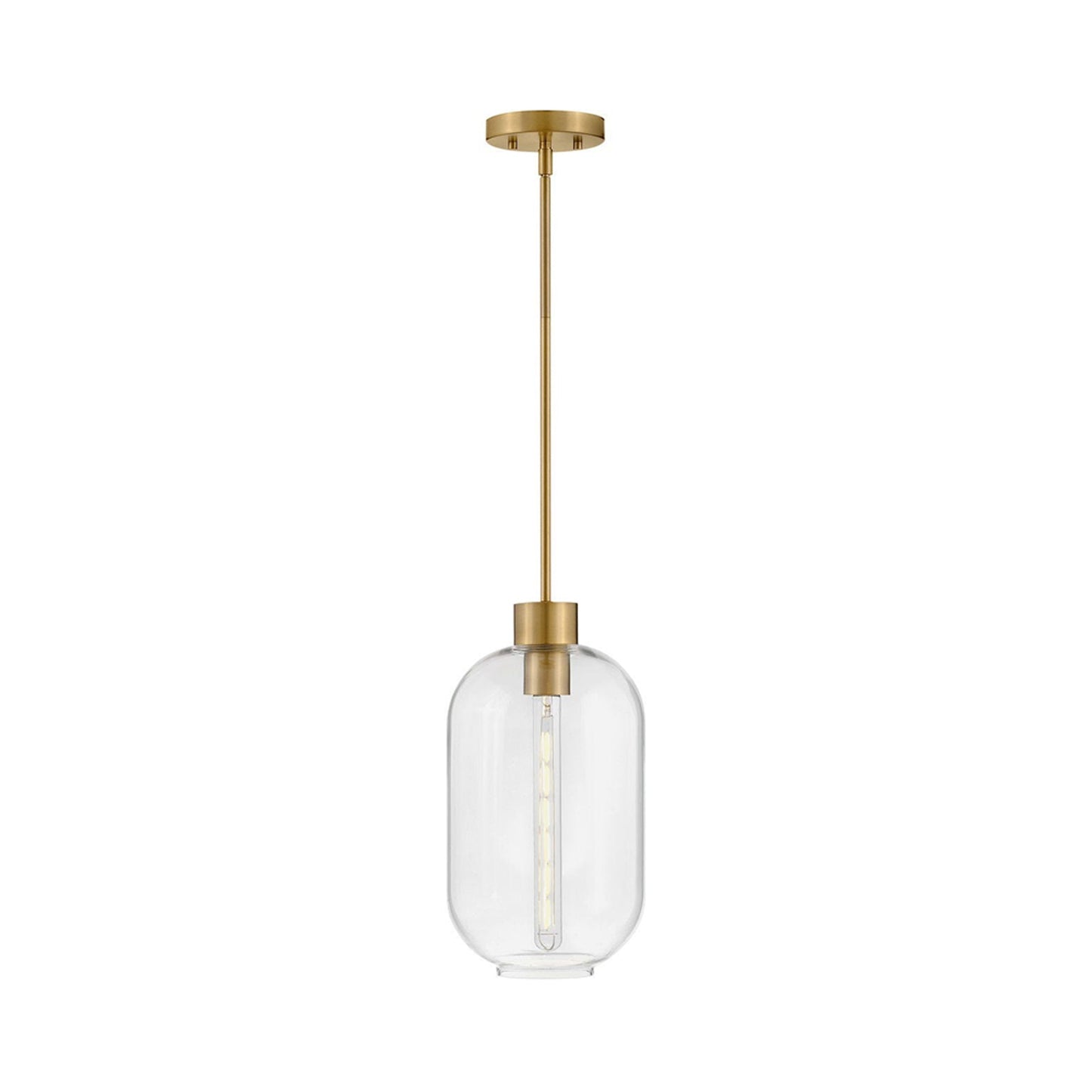 Greer Pendant Light in Lacquered Brass.