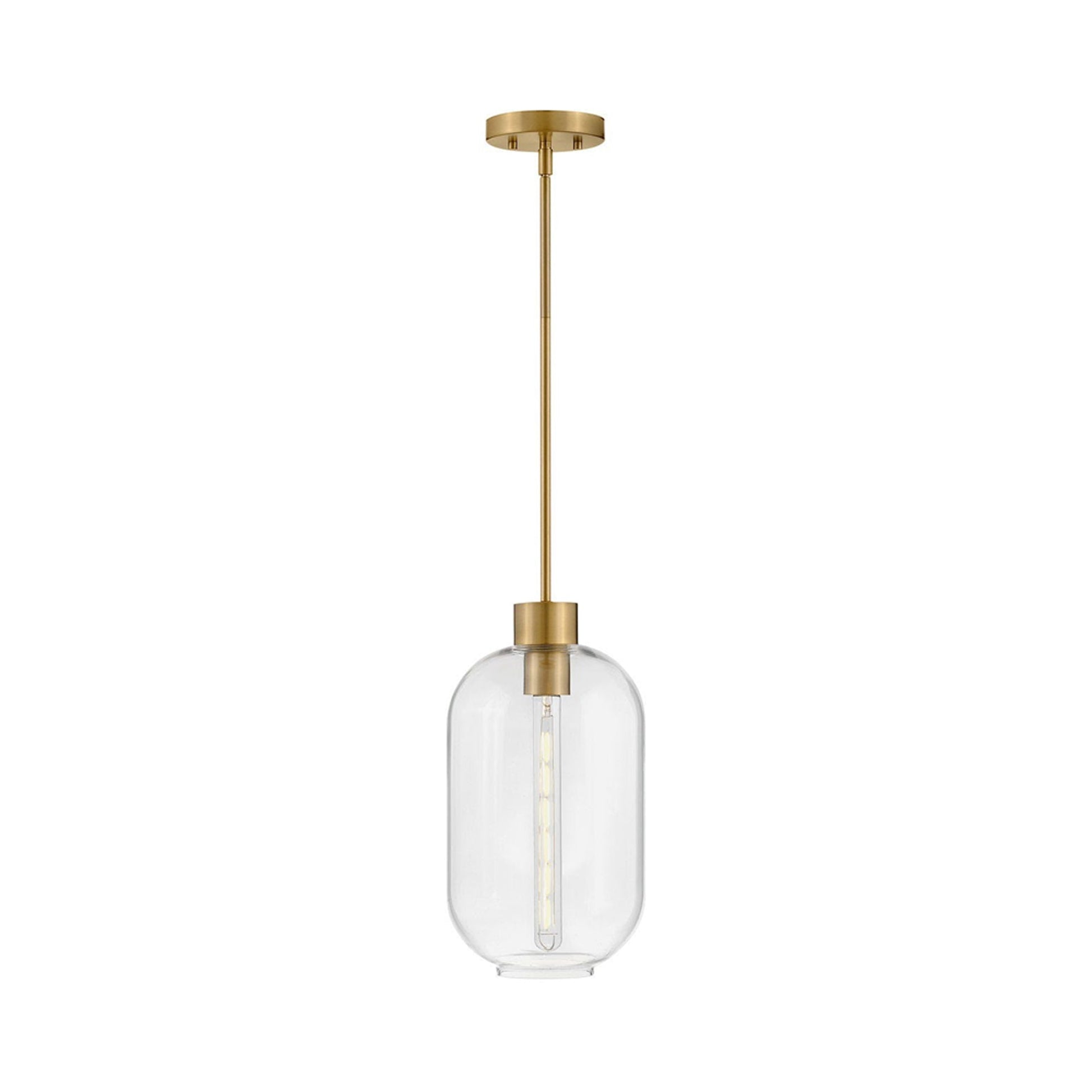 Greer Pendant Light in Lacquered Brass.
