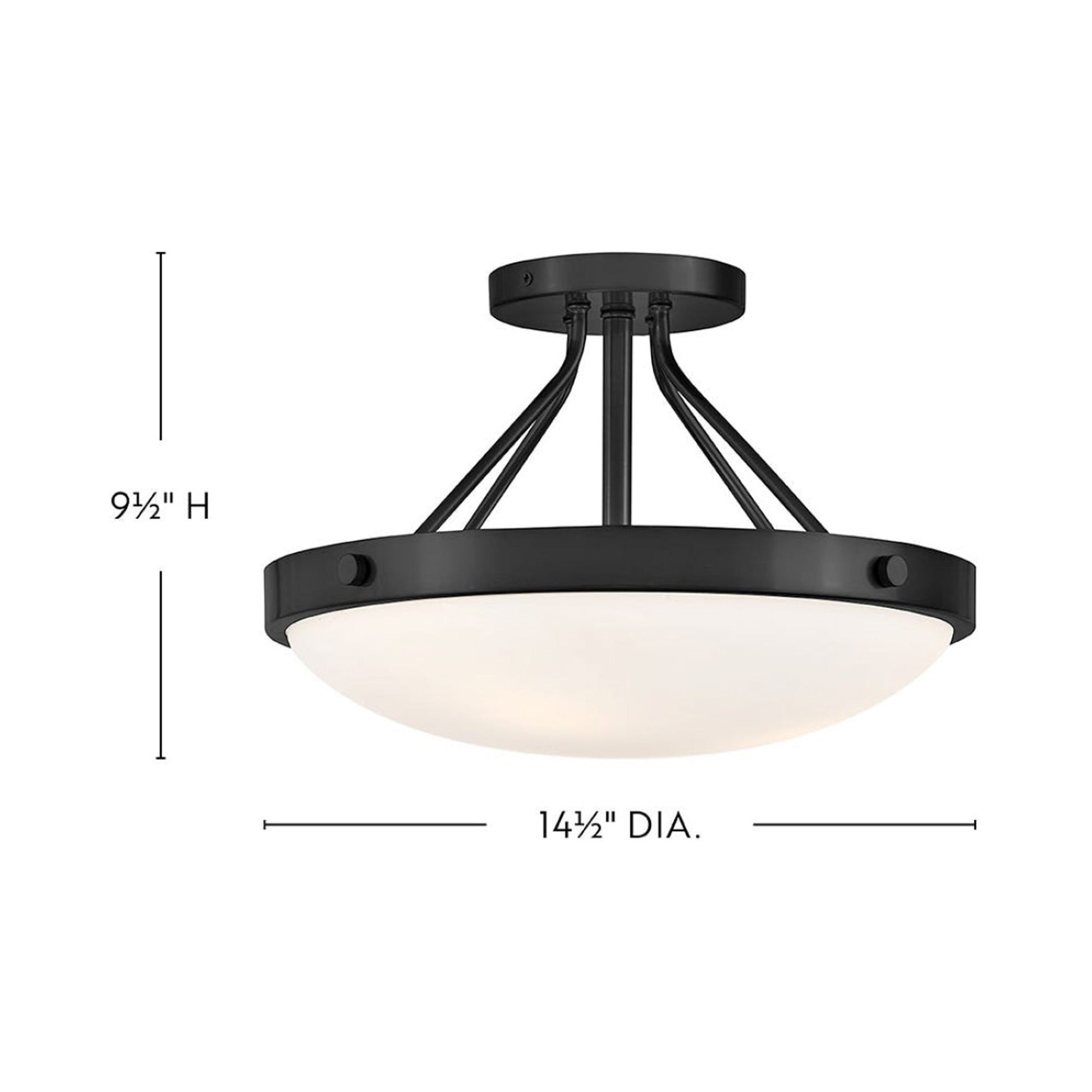 Gus Semi Flush Mount Ceiling Light - line drawing.
