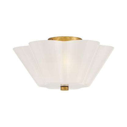 Honey Semi Flush Mount Ceiling Light in Distressed Brass.