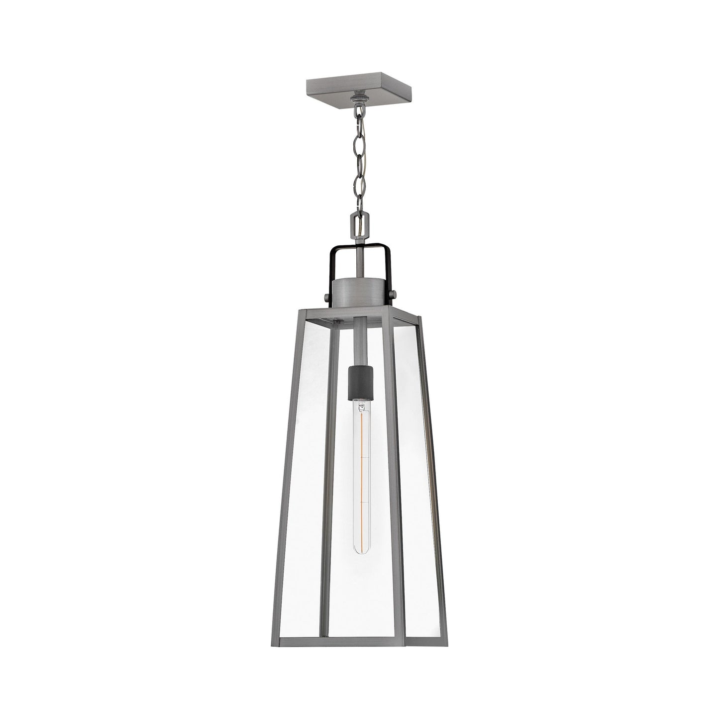 Hugh Outdoor Pendant Light in Antique Brushed Aluminum.