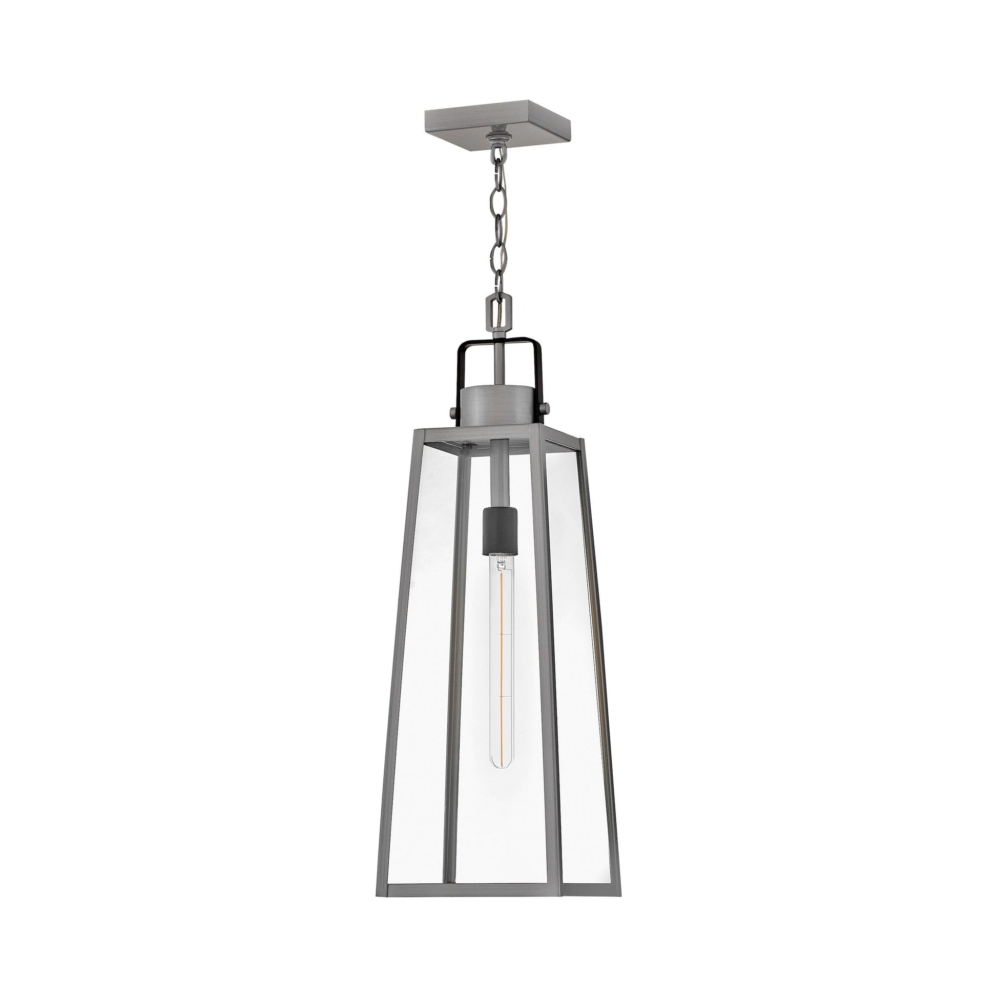 Hugh Outdoor Pendant Light in Antique Brushed Aluminum.
