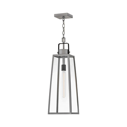 Hugh Outdoor Pendant Light in Antique Brushed Aluminum.
