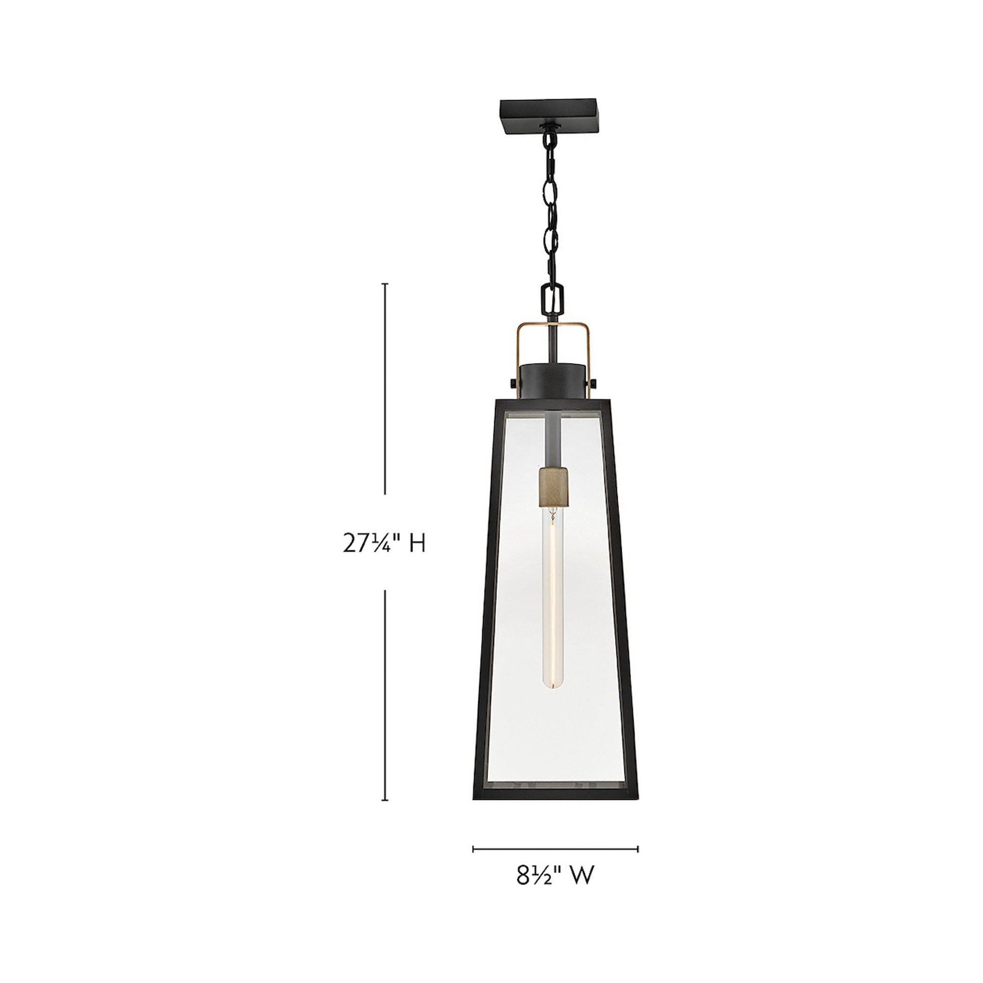 Hugh Outdoor Pendant Light - line drawing.