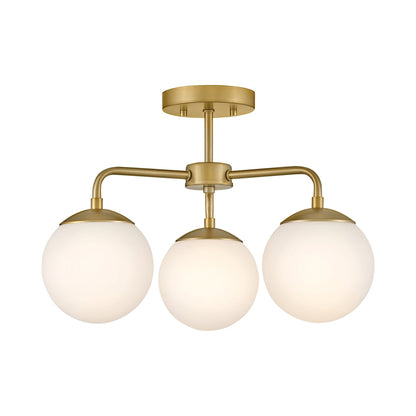 Julep Globe Semi Flush Mount Ceiling Light in Lacquered Brass.