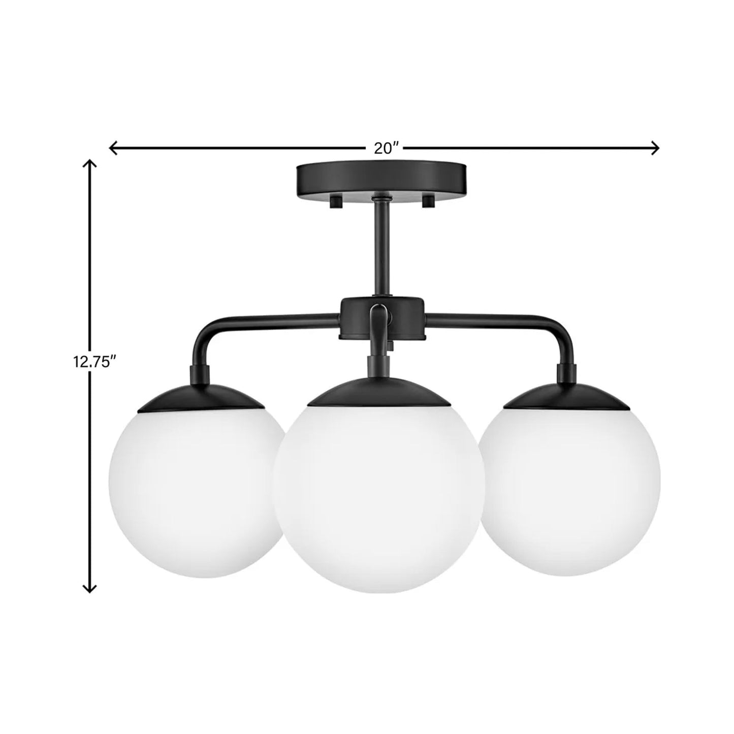 Julep Globe Semi Flush Mount Ceiling Light - line drawing.