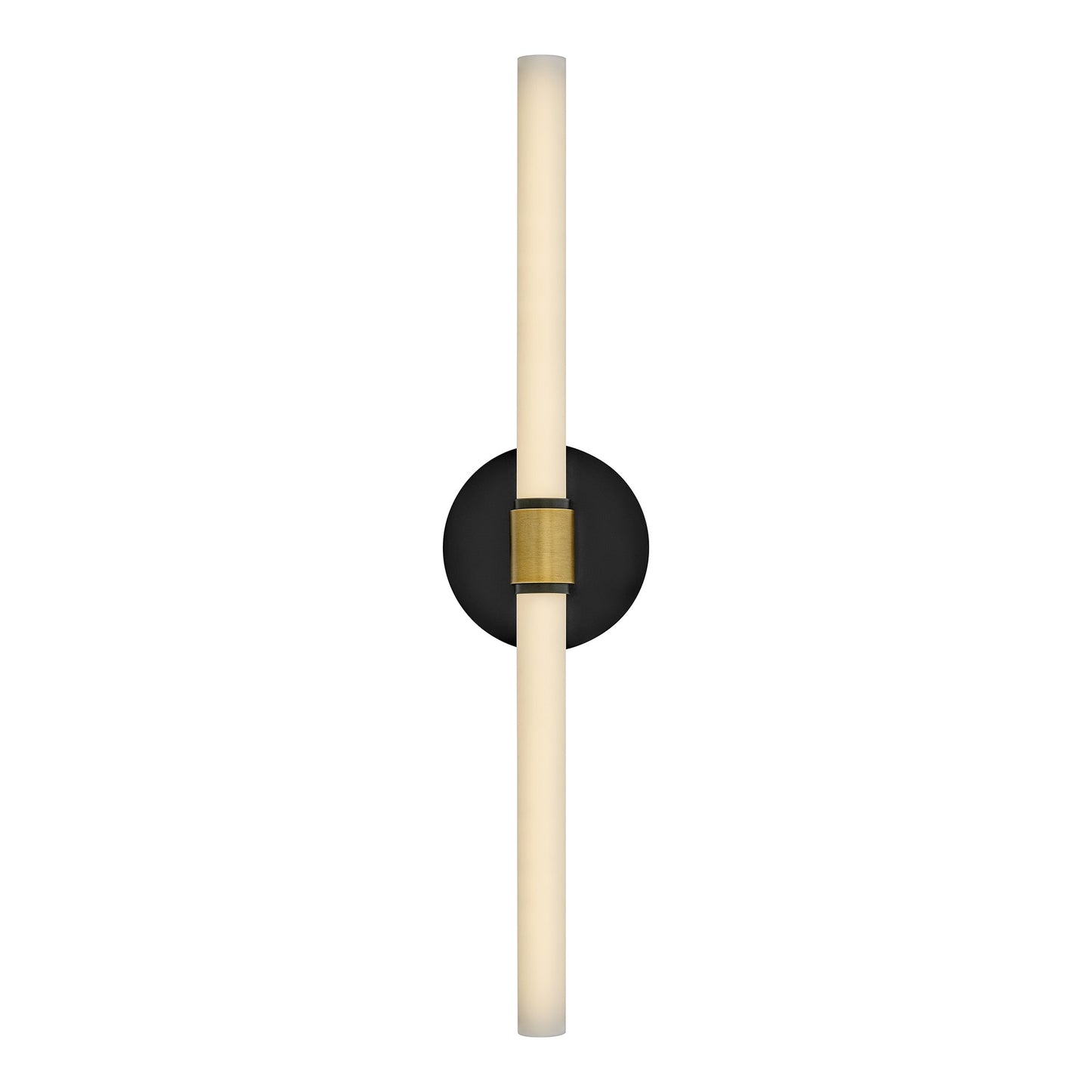 Kai LED Bath Wall Light in Black/Lacquered Brass (24.5-Inch).