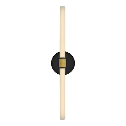 Kai LED Bath Wall Light in Black/Lacquered Brass (24.5-Inch).