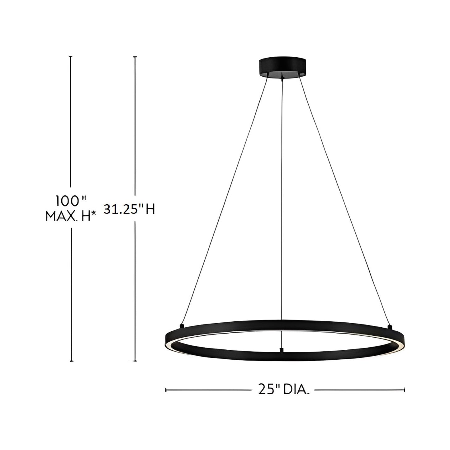 Kenna LED Chandelier - line drawing.