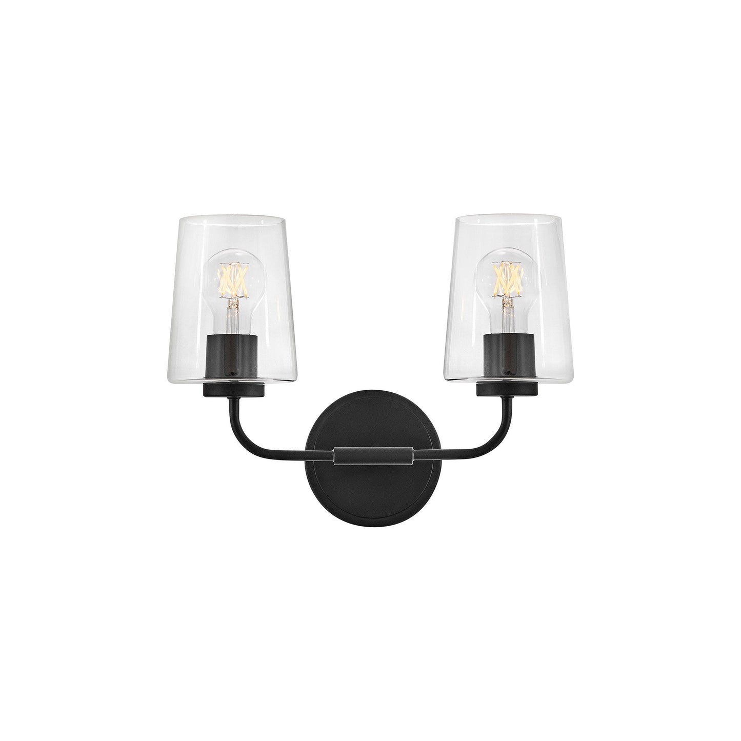 Kline Vanity Wall Light in Black/Clear (2-Light).
