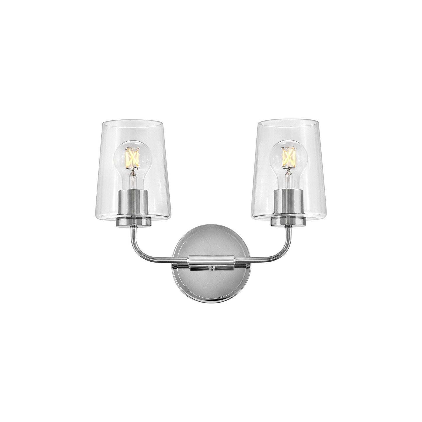 Kline Vanity Wall Light in Chrome/Clear (2-Light).