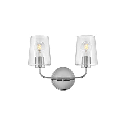 Kline Vanity Wall Light in Chrome/Clear (2-Light).