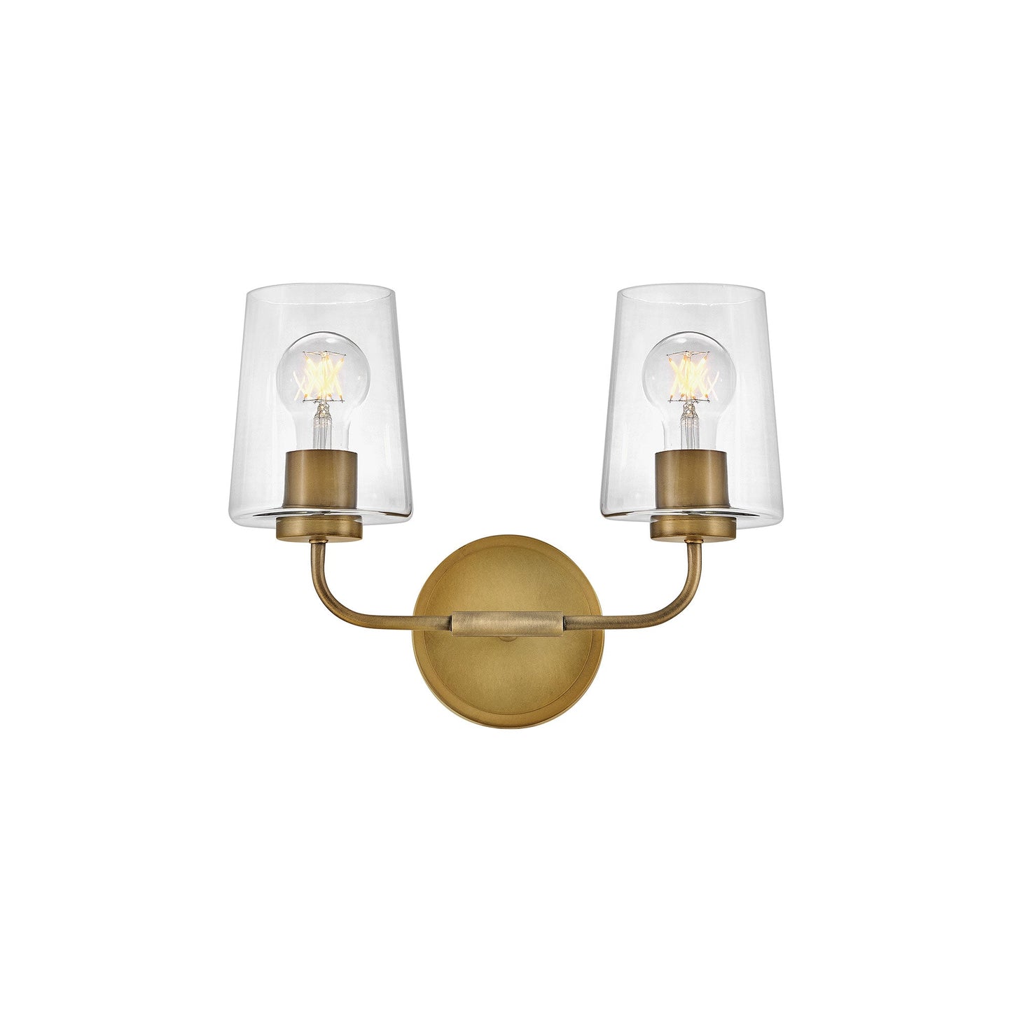 Kline Vanity Wall Light in Heritage Brass/Clear (2-Light).