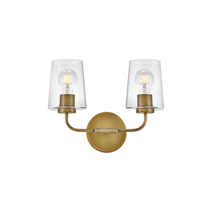 Kline Vanity Wall Light in Heritage Brass/Clear (2-Light).