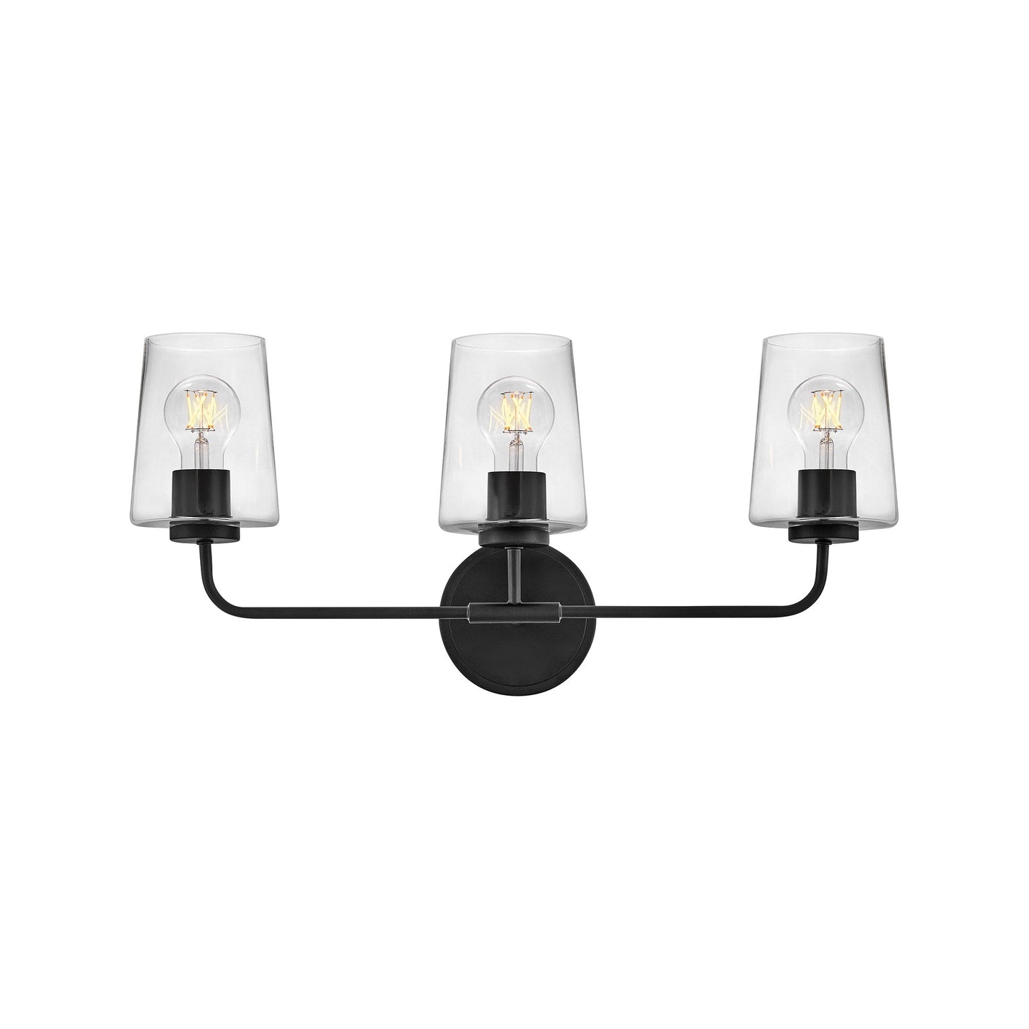 Kline Vanity Wall Light in Black/Clear (3-Light).
