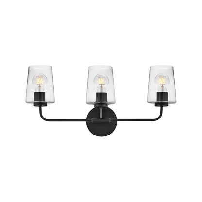 Kline Vanity Wall Light in Black/Clear (3-Light).