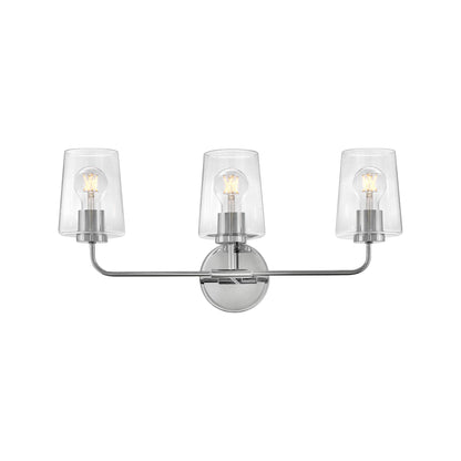 Kline Vanity Wall Light in Chrome/Clear (3-Light).