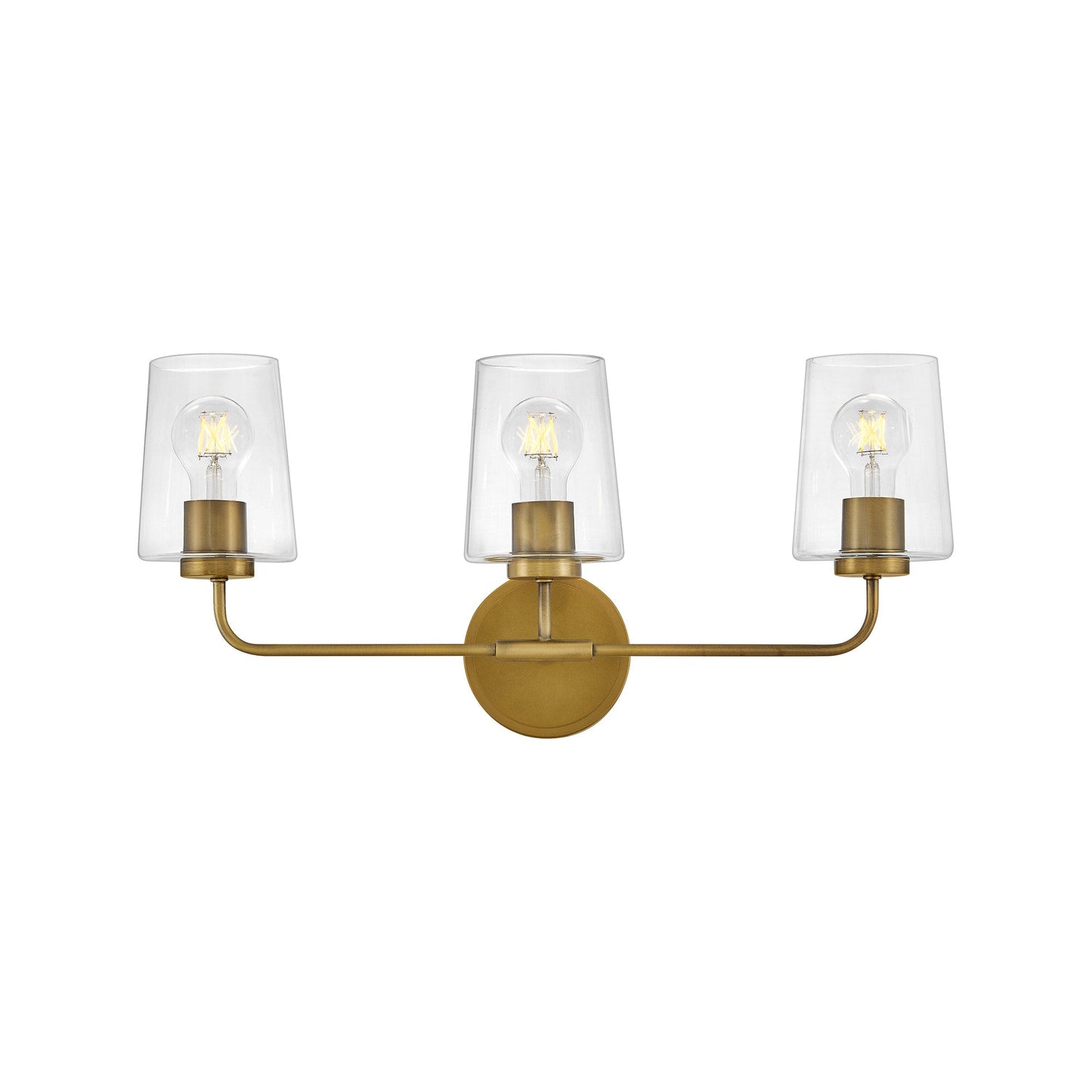 Kline Vanity Wall Light in Heritage Brass/Clear (3-Light).