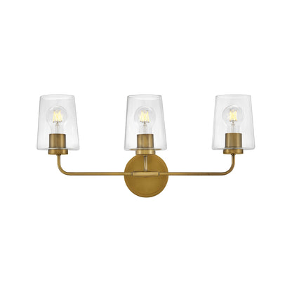 Kline Vanity Wall Light in Heritage Brass/Clear (3-Light).