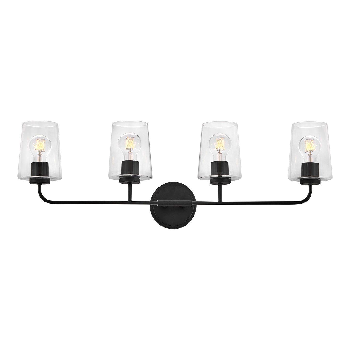 Kline Vanity Wall Light in Black/Clear (4-Light).