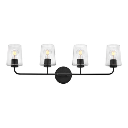 Kline Vanity Wall Light in Black/Clear (4-Light).