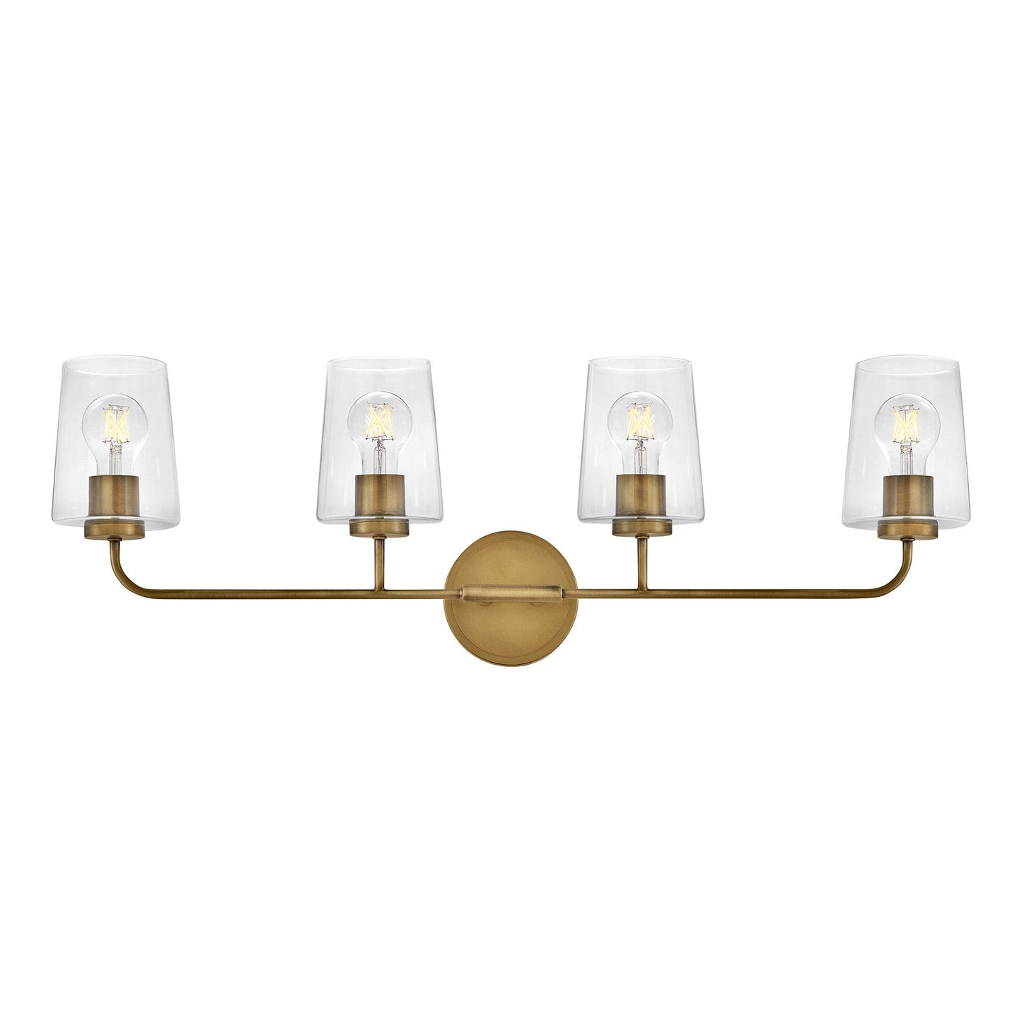 Kline Vanity Wall Light in Heritage Brass/Clear (4-Light).