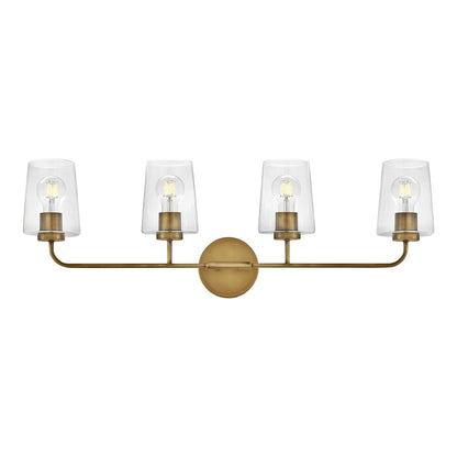 Kline Vanity Wall Light in Heritage Brass/Clear (4-Light).