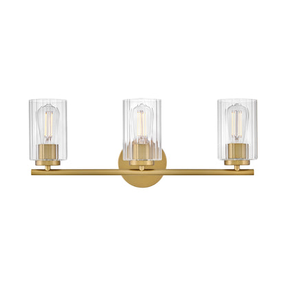 Leta Bath Vanity Light in Lacquered Brass (3-Light).