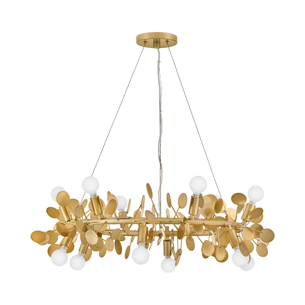 Lolli Chandelier in Distressed Brass.