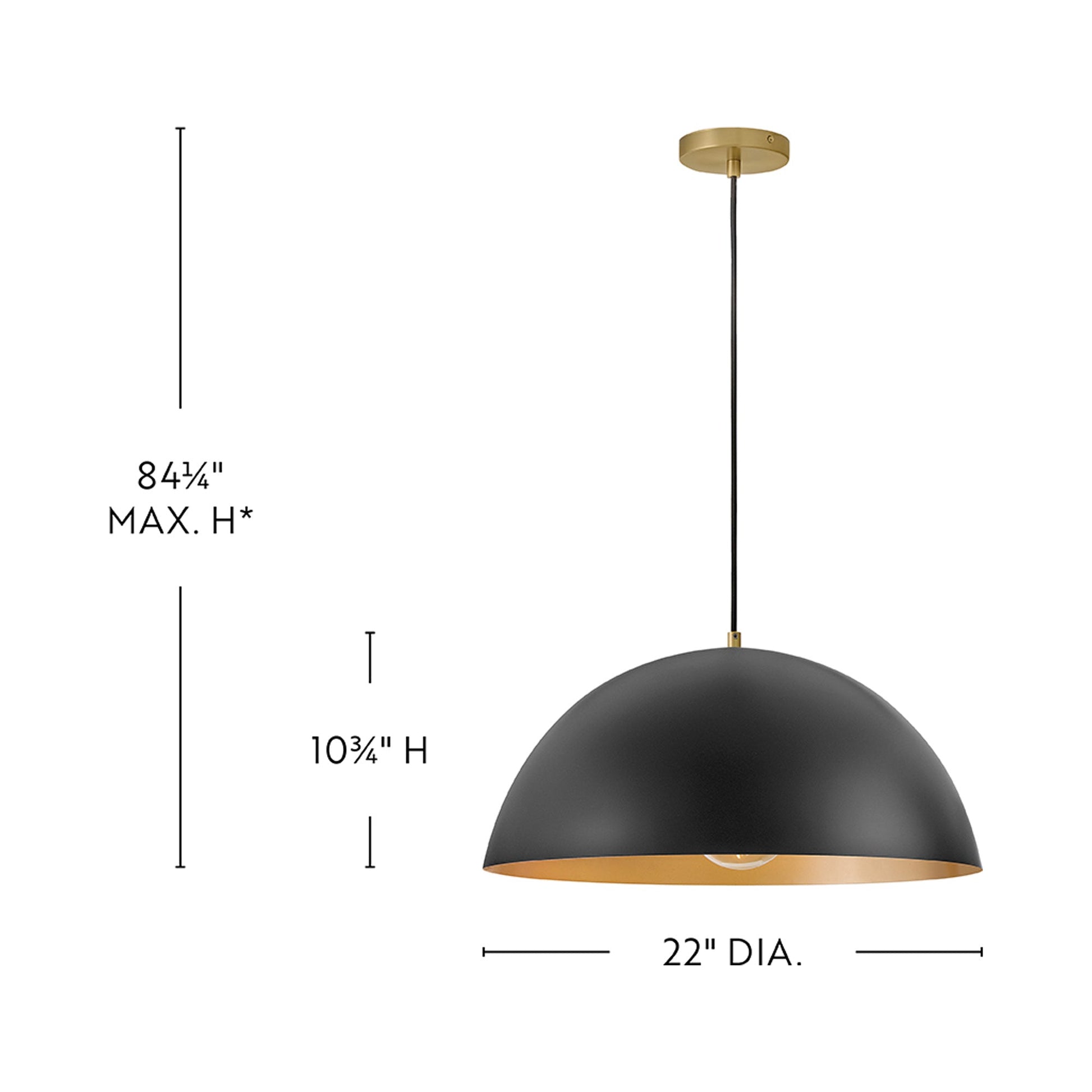 Lou Pendant Light - line drawing.