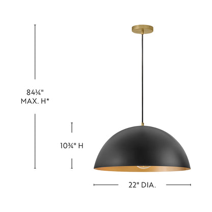 Lou Pendant Light - line drawing.