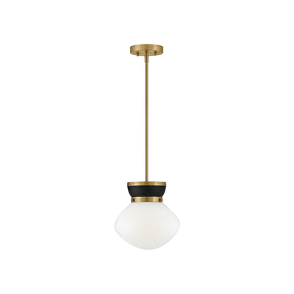 Lucy Pendant Light in Black/Lacquered Brass (10-Inch).