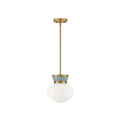 Lucy Pendant Light in Lacquered Brass/Seafoam (10-Inch).