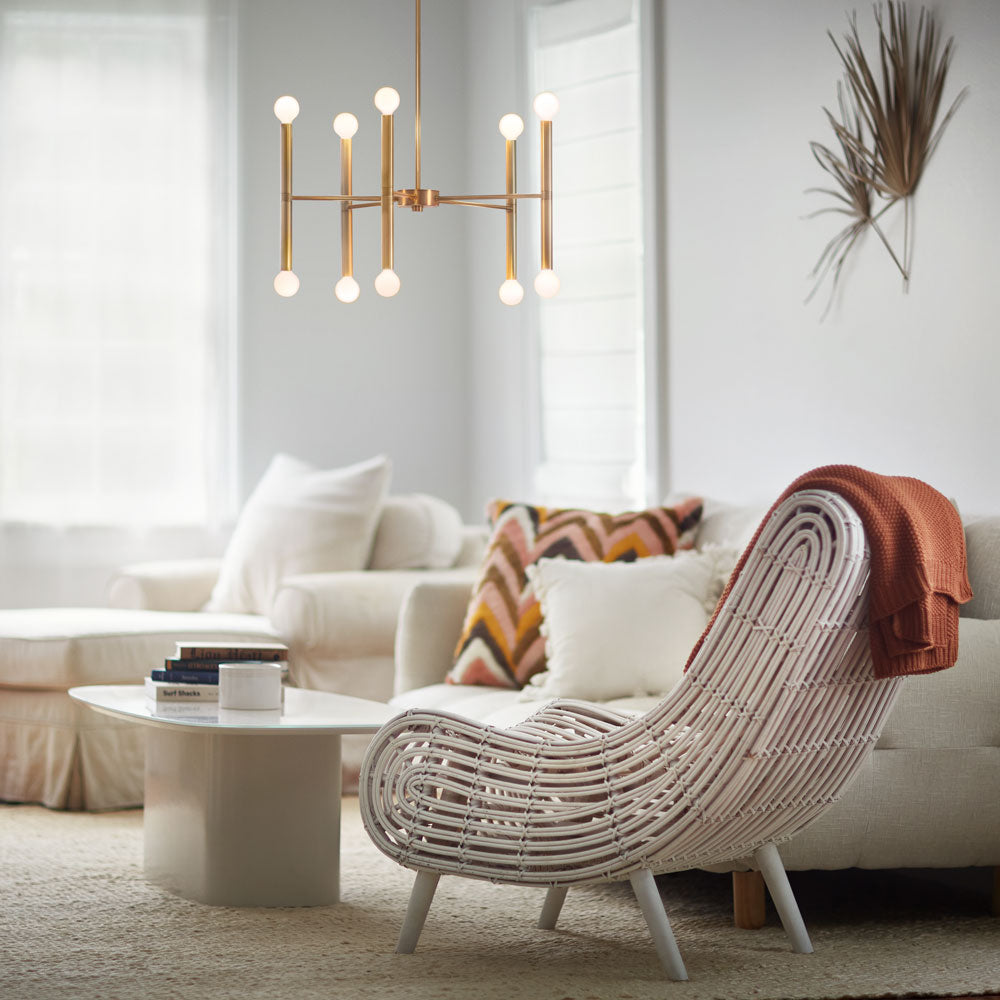 Millie Linear Chandelier in living room.