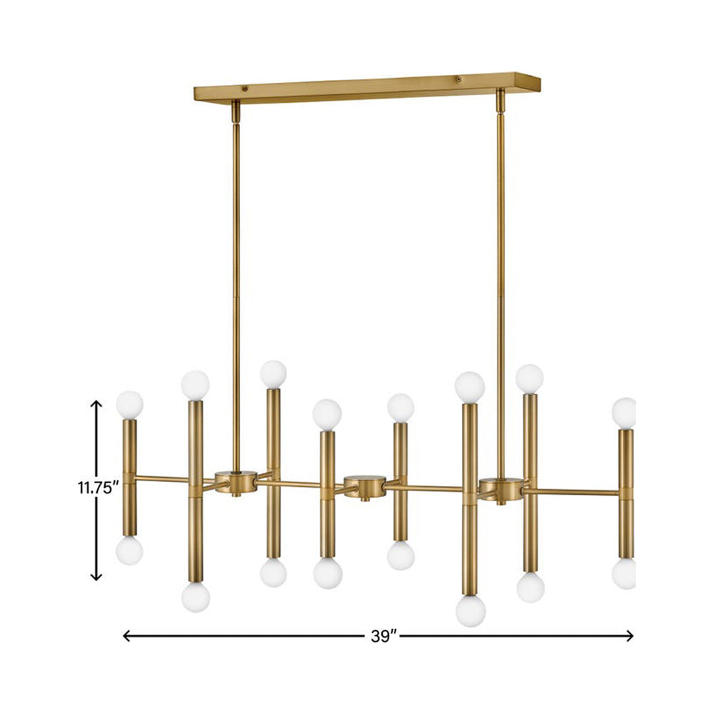 Millie Linear Chandelier - line drawing.