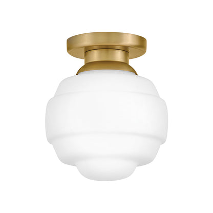 Penny Flush Mount Ceiling Light in Lacquered Brass (9-Inch).