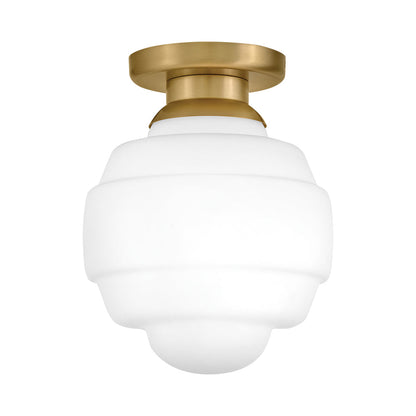 Penny Flush Mount Ceiling Light in Lacquered Brass (12-Inch).