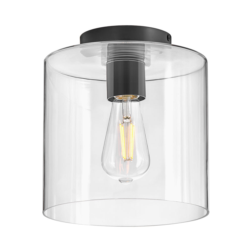 Pippa Round Flush Mount Ceiling Light in Black.