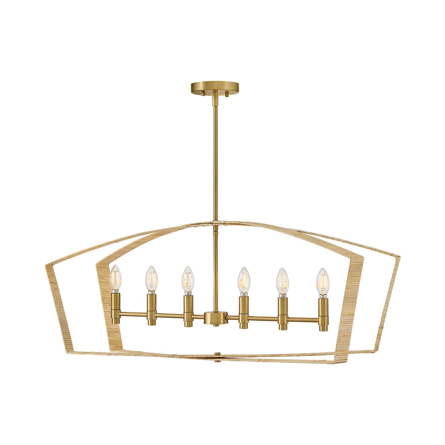 Sammi Linear Chandelier in Lacquered Brass.