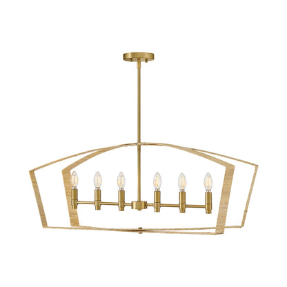 Sammi Linear Chandelier in Lacquered Brass.